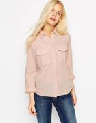 Asos Casual Shirt With Military Pockets - Blush