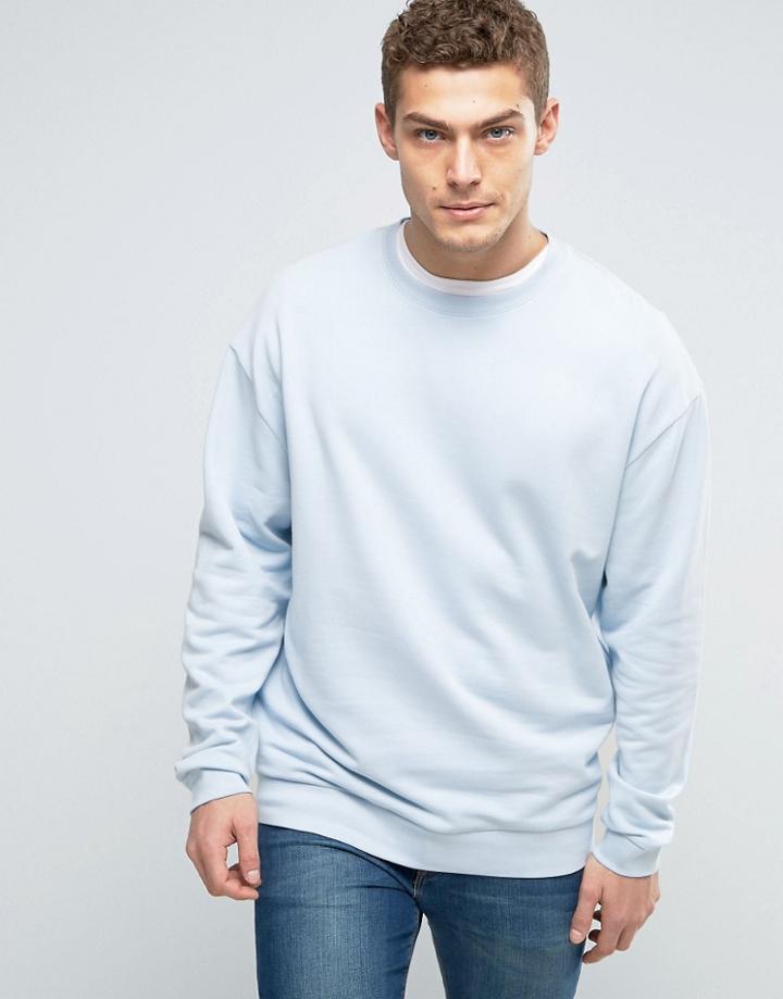 Asos Oversized Sweatshirt In Blue - Blue