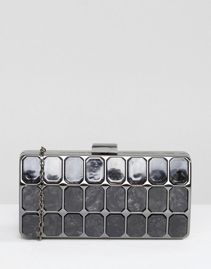 Liquorish Black Marble Clutch Bag - Gray