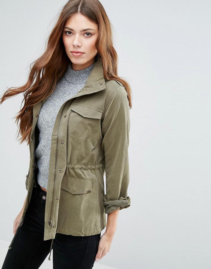 Blend She Marie Lightweight Funnel Neck Jacket - Green