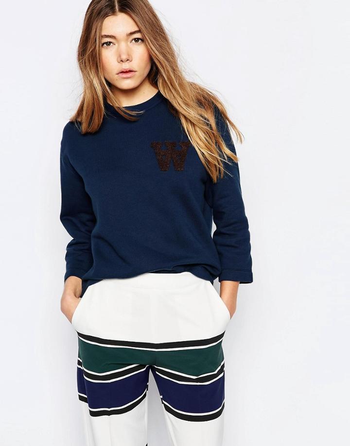 Wood Wood Hope Sweatshirt In Peacoat - Blue