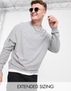 Asos Design Lightweight Oversized Sweatshirt In Gray Heather - Gray-grey