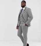 Asos Design Plus Wedding Super Skinny Suit Pants In Micro Gray Houndstooth - Gray