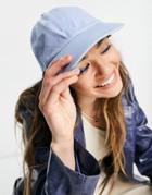 Weekday Tip Organic Cotton Eco Embroidered Slogan Cap In Blue-blues