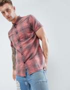 New Look Regular Fit Shirt In Washed Red Check - Red