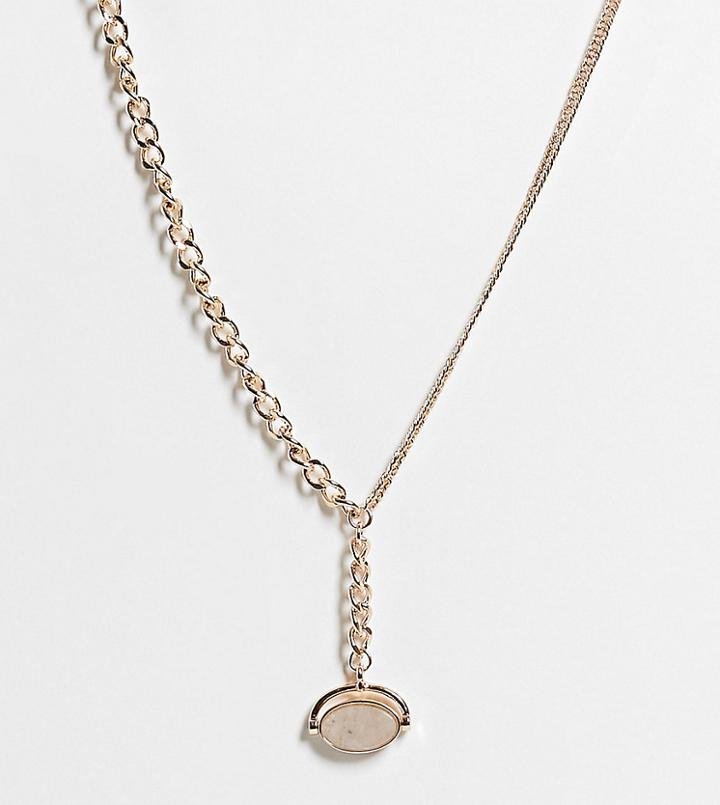 Reclaimed Vintage Inspired Necklace With Twist Chain Detail And Swivel Stone In Gold