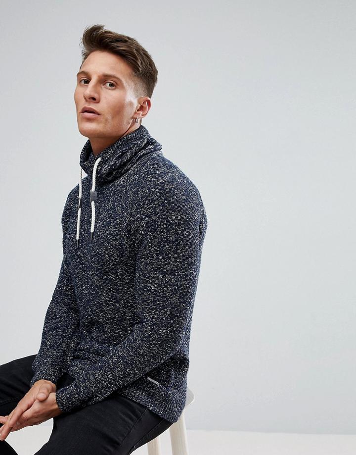 Esprit Sweater With Funnel Neck - Navy