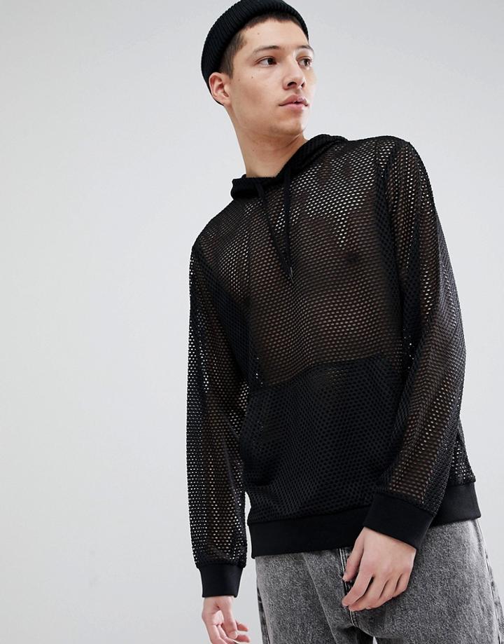Weekday Kit Mesh Hoodie - Black
