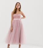 Dolly & Delicious Petite Bandeau Full Prom Midaxi Dress In Pink