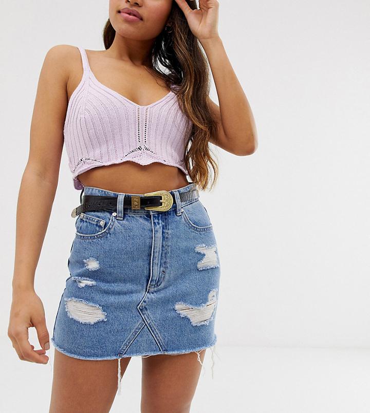 My Accessories London Exclusive Mock Croc Skinny Western Waist And Hip Jeans Belt - Black