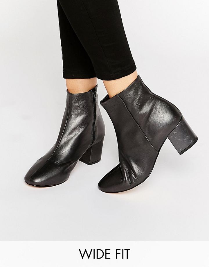Dune Wide Fit Pebble Pewter Leather Heeled Ankle Boots - Silver