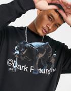 Asos Dark Future Oversized Sweatshirt With Front Panther Graphic Print In Black