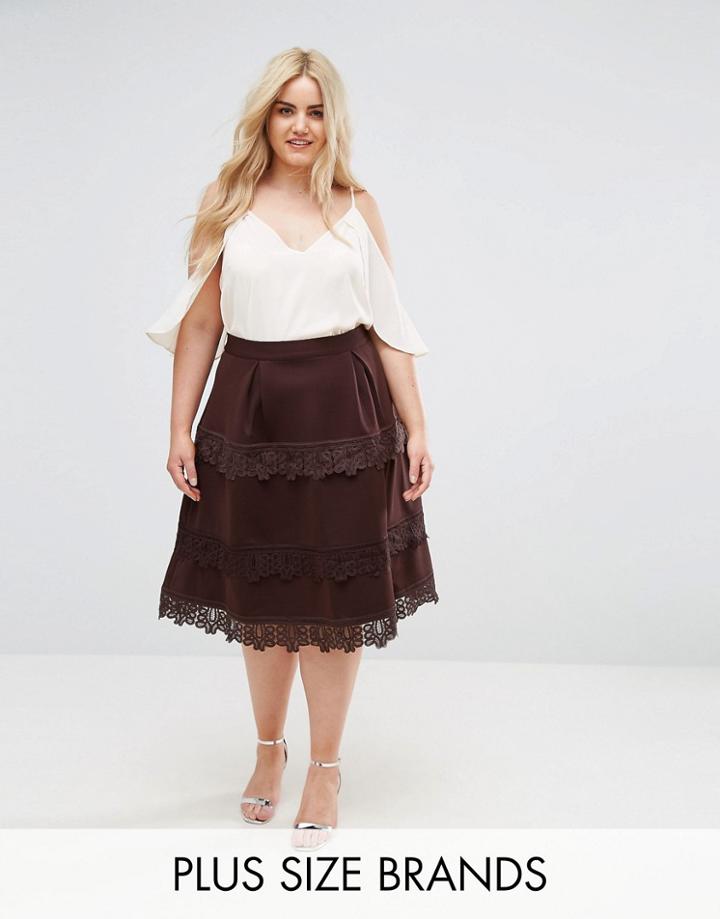 Lovedrobe Crochet Detail Skirt - Red