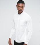 Asos Design Tall Stretch Slim Oxford Shirt In White - White