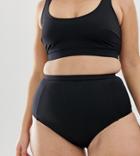 Asos Design Curve Recycled High Waist Bikini Bottom In Black