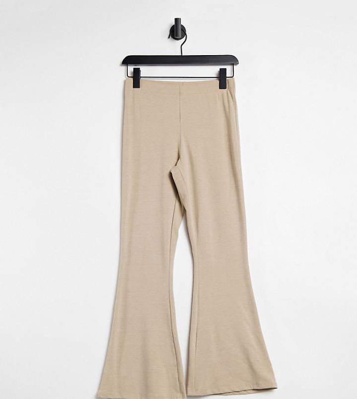 Asos Design Petite Kick Flare Pant In Oatmeal Heather-neutral