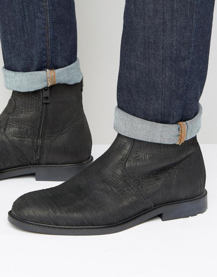 Boss Orange By Hugo Boss Cultroot Textured Chelsea Boots - Black