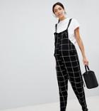Asos Design Maternity Overall Jumpsuit In Jersey And Grid Check - Multi
