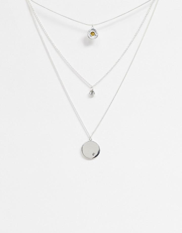 River Island Pack Of Three Minimal Necklaces In Silver