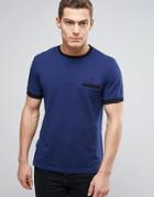 Fred Perry Pique Pocket T-shirt Contrast Trims In Navy - Navy