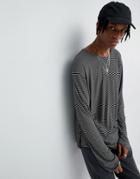 Mennace Long Sleeve T-shirt In Stripe - Black