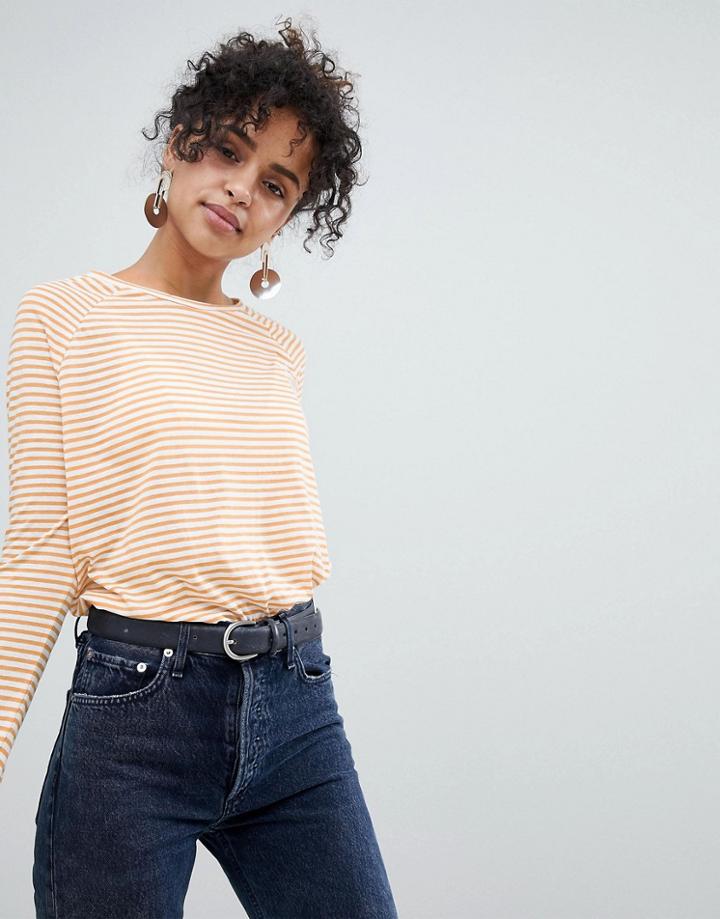 New Look Stripe Slouchy Tee - Yellow