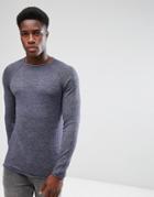 Blend Relaxed Roll Hem Sweater - Blue