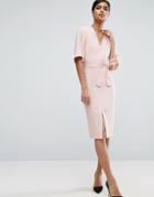 Asos Clean Obi Wrap Dress With V Front - Pink