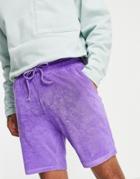 Asos Design Set Oversized Towelling Shorts In Dahlia Purple