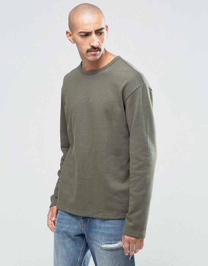 Weekday Simon Raw Edge Sweatshirt Fleece - Green