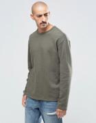Weekday Simon Raw Edge Sweatshirt Fleece - Green