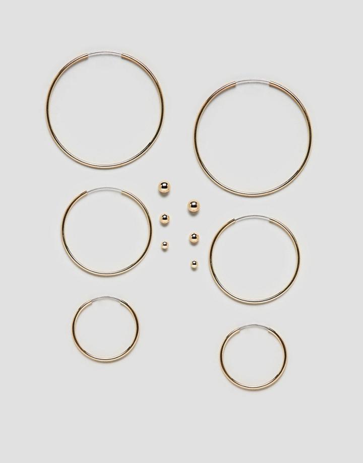 Monki Stud And Hoops Multi Pack In Gold - Gold