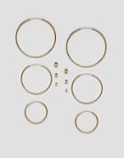 Monki Stud And Hoops Multi Pack In Gold - Gold