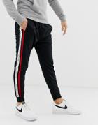 Abercrombie & Fitch Logo Side Tape Tricot Cuffed Sweatpants In Black - Black