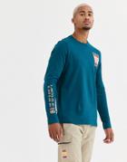 Adidas Originals Adiplore Long Sleeve T-shirt With Arm Print In Teal