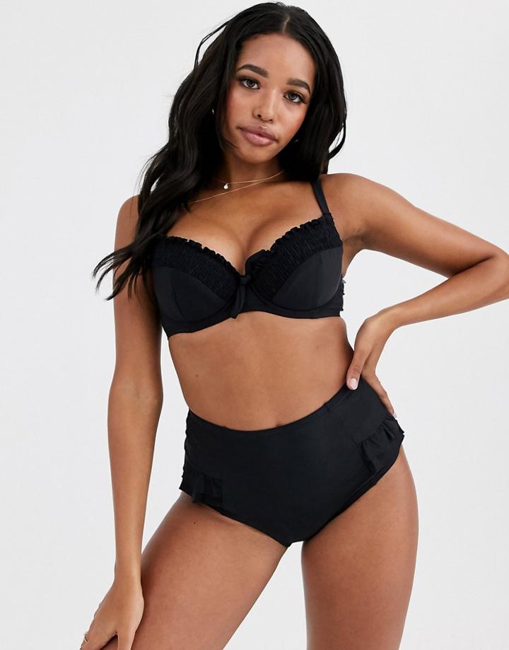 Pour Moi Splash High Waist Control Bikini Bottom In Black