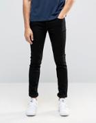 Only & Sons Jeans In Skinny Fit Black Denim With Stretch - Black