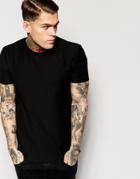 Asos T-shirt In Heavyweight Jersey And Stepped Hem In Black - Black