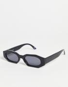 Asos Design Recycled Frame Hexagon Sunglasses In Shiny Black