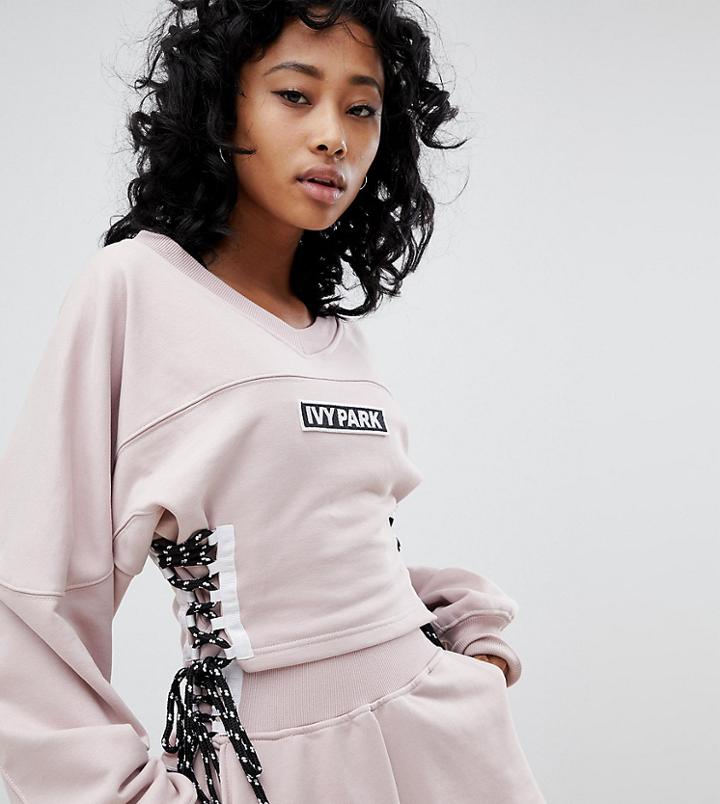 Ivy Park Sweatshirt With Lace Up Sides - Gray
