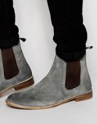 Asos Chelsea Boots In Gray Suede - Gray