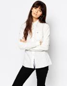 Fred Perry Tonal Polka Dot Long Sleeve Shirt - White