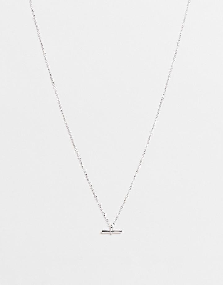 The Status Syndicate Stainless Steel T-bar Necklace-silver