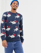 Another Influence Holidays Sharky Sweater - Navy
