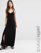 New Look Petite Strappy Crochet Maxi Dress - Black