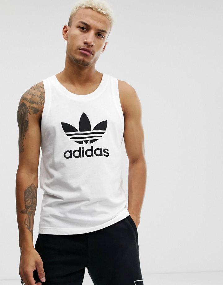 Adidas Originals Tank With Trefoil Logo In White