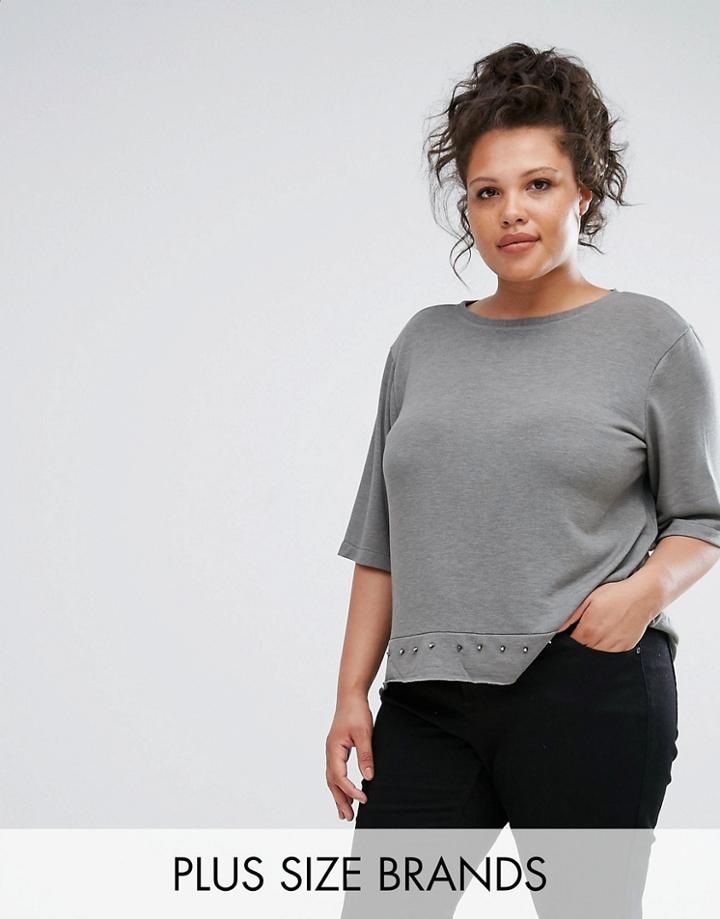Elvi Studded Box Top - Gray