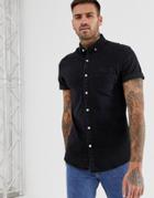 Asos Design Stretch Slim Denim Shirt In Black - Black