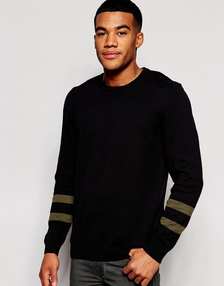 Asos Sweater With Contrast Sleeve Detail - Black