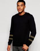 Asos Sweater With Contrast Sleeve Detail - Black